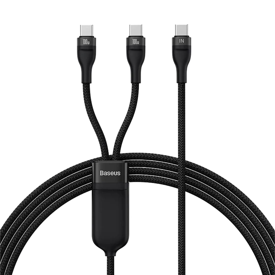 Baseus Flash Series Ⅱ One-for-Two Fast Charging Cable Type-C to C+C 100W 1.5m Black-CASS060001