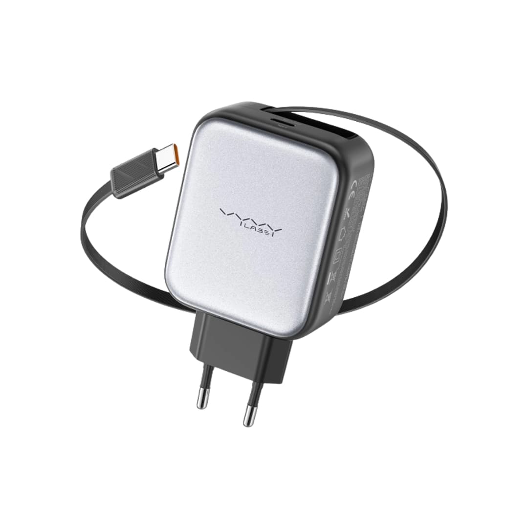 Vyvylabs Swiftshine GaN Fast Charger 65W C (with Retractable C Cable) EU Version