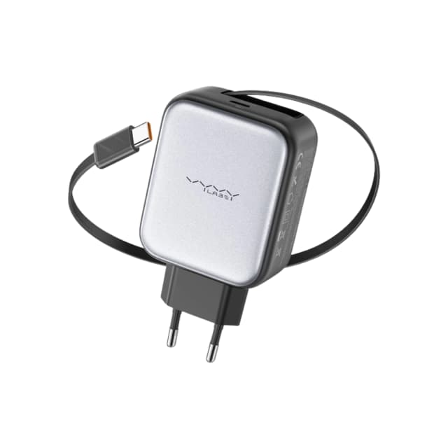 Vyvylabs Swiftshine GaN Fast Charger 65W C (with Retractable C Cable) EU Version