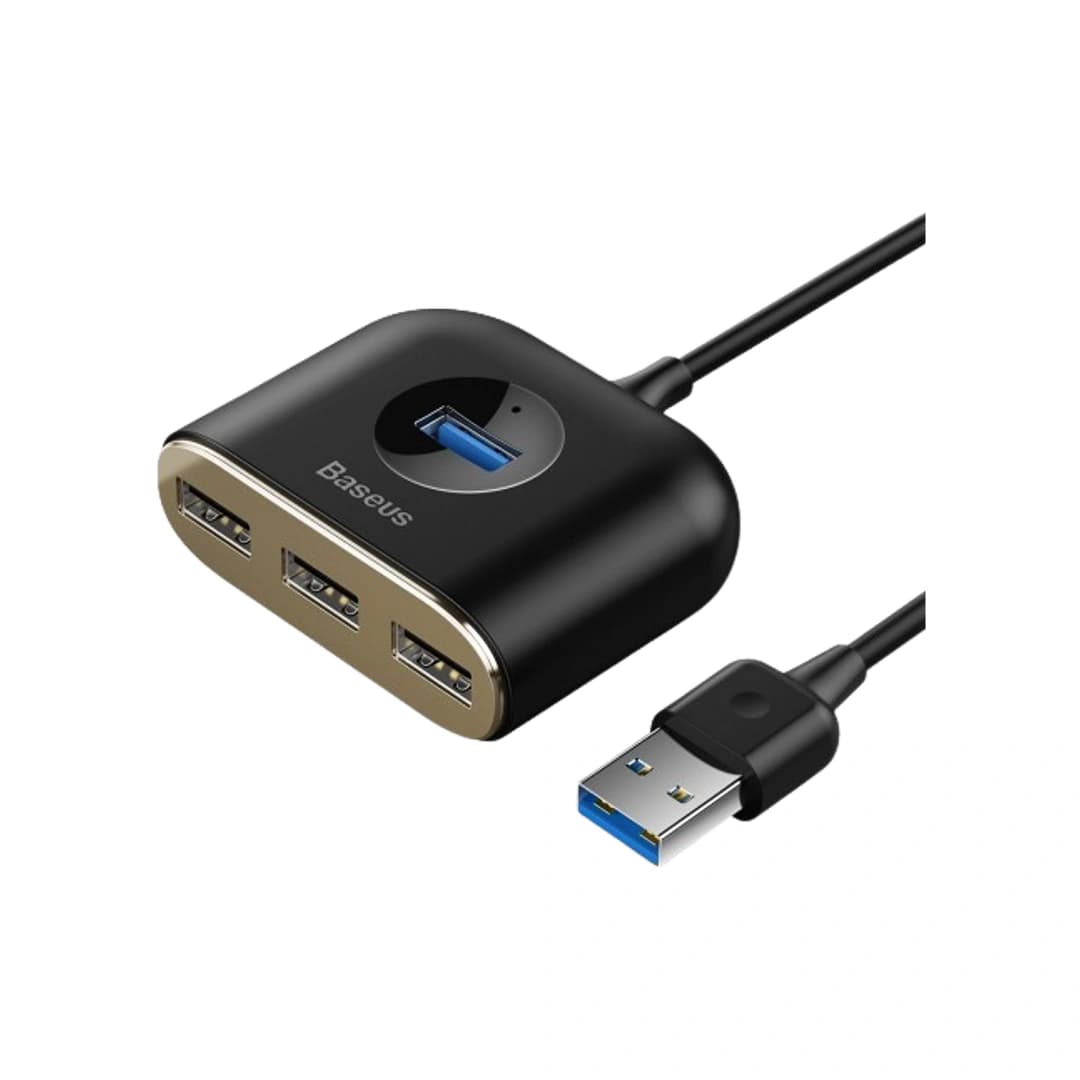 Baseus Square round 4 in 1 USB HUB Adapter(USB3.0 TO USB3.0*1+USB2.0*3) 1m Black