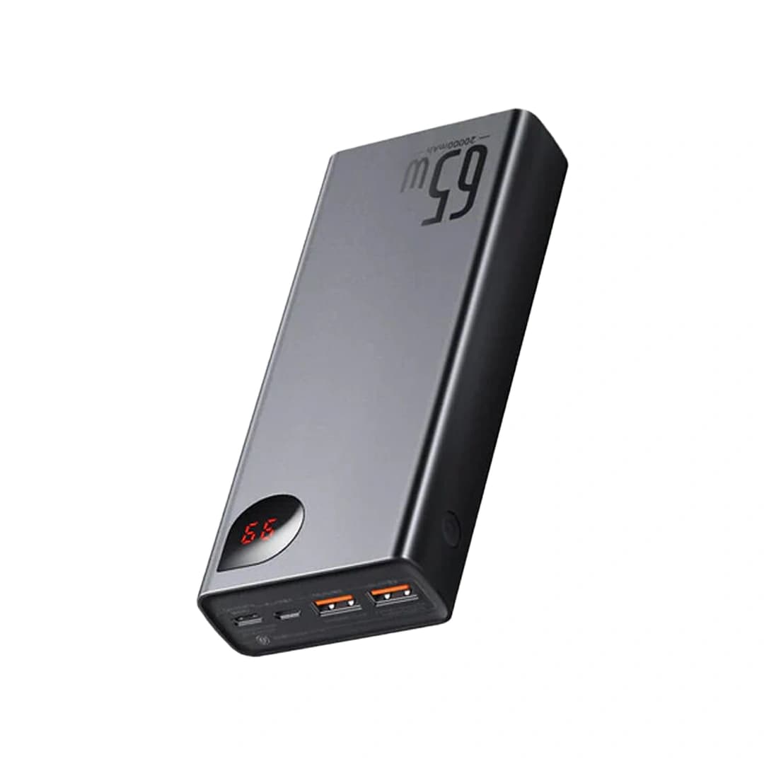Baseus Adaman Metal Digital Display Quick Charge Power Bank 20000mAh 65W Black （With Simple Series Charging Cable USB to Type-C 3A 0.3m Black )