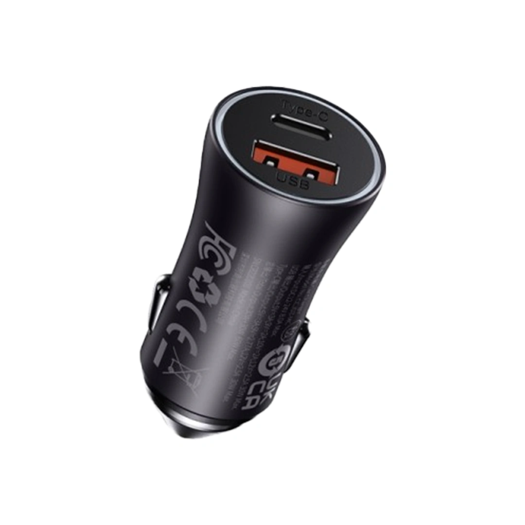 Baseus Golden Contactor Max Dual Fast Charger Car Charger U+C 60W Dark Gray